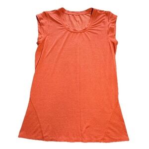 Lululemon Yoga Workout T-Shirt Bright Orange Red Lightweight Breathable